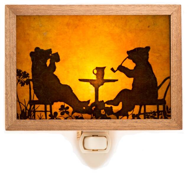 Handmade Mica Night Light - Bears Dining Soft Glow Whimsical