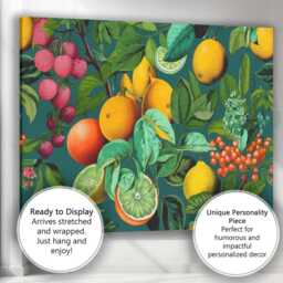 Vintage Citrus Fruit Botanical Garden Pattern Canvas Wall Art Print Decor Picture Ready To Hang - thumbnail 3
