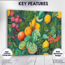 Vintage Citrus Fruit Botanical Garden Pattern Canvas Wall Art Print Decor Picture Ready To Hang - thumbnail 1