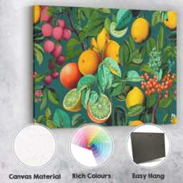 Vintage Citrus Fruit Botanical Garden Pattern Canvas Wall Art Print Decor Picture Ready To Hang - thumbnail 2