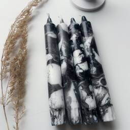 Marble Candles, Dip Dye Set Of 4, Marbled Taper Candles - thumbnail 2