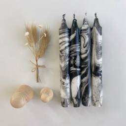 Marble Candles, Dip Dye Set Of 4, Marbled Taper Candles - thumbnail 3