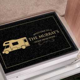 Personalised Campervan Door Mat - Black Gold 60 X 40cm, Motorhome Entrance Mat - Van Life Accessories - thumbnail 3