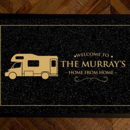 Personalised Campervan Door Mat - Black Gold 60 X 40cm, Motorhome Entrance Mat - Van Life Accessories - thumbnail 2