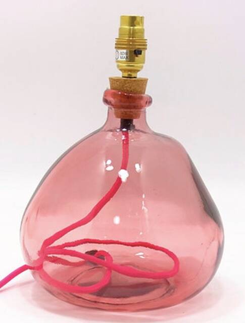 Handmade Recycled Glass Table Lamp Clear Pink With Flex - image 1