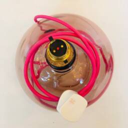Handmade Recycled Glass Table Lamp Clear Pink With Flex - thumbnail 2