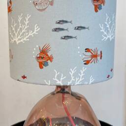 Handmade Recycled Glass Table Lamp Clear Pink With Flex - thumbnail 3