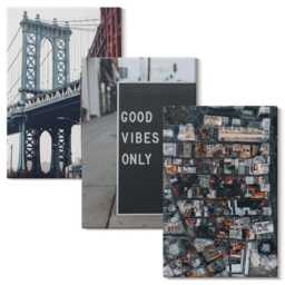 3 Piece Canvas Set - Aerial View Of A Bridge in The City With Street Signs, Gray Photo Print, Travels Wall Decor - thumbnail 2