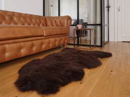 Genuine Sheepskin Rug, Thick Fluffy Brown Throw, Cozy Decorative Carpet - thumbnail 1