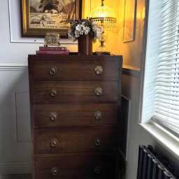 Walnut Tallboy Chest Of Drawers With Layered Curved Legs - Vintage English Manor Style - thumbnail 2