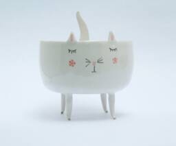 Maurice The Cat - Handmade Ceramic Bowl/Planter, Whimsical Feline D??cor - thumbnail 1
