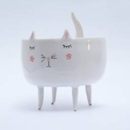 Maurice The Cat - Handmade Ceramic Bowl/Planter, Whimsical Feline D??cor - thumbnail 2