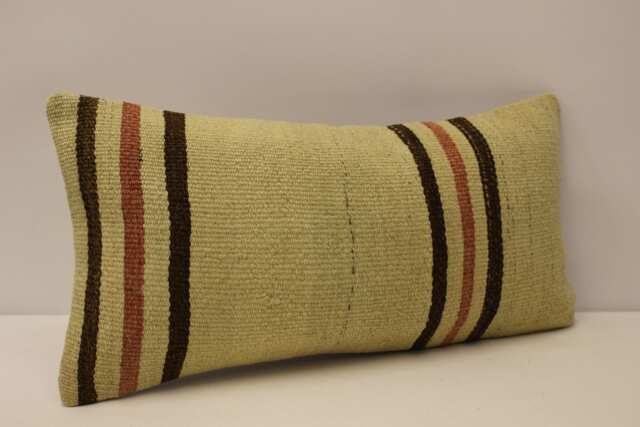 Vintage Turkish Kilim Pillow Cover, 10x20 Lumbar Cushion - image 1