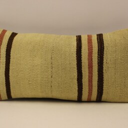 Vintage Turkish Kilim Pillow Cover, 10x20 Lumbar Cushion - thumbnail 2