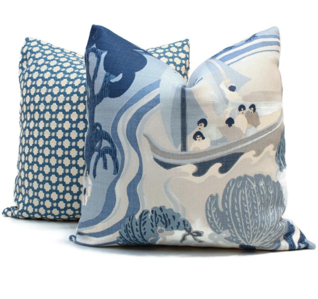 Schumacher Chinoiserie Pillow Cover Pearl River Blues Decorative Throw - image 1