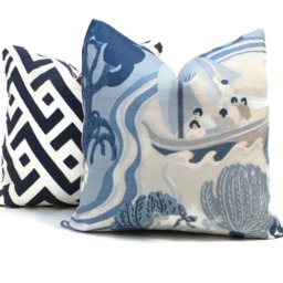 Schumacher Chinoiserie Pillow Cover Pearl River Blues Decorative Throw - thumbnail 3