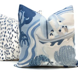 Schumacher Chinoiserie Pillow Cover Pearl River Blues Decorative Throw - thumbnail 2