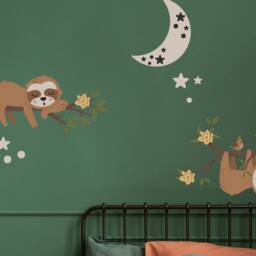 Sleepy Sloths Wall Sticker Pack, Jungle Stickers, Safari Sloth Decal, Themed Room - thumbnail 2