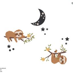 Sleepy Sloths Wall Sticker Pack, Jungle Stickers, Safari Sloth Decal, Themed Room - thumbnail 3