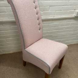 6 Hand Made Dining Room Chairs Newly Reupholstered in Modern Italian Multicoloured Boucle Fabric - thumbnail 4