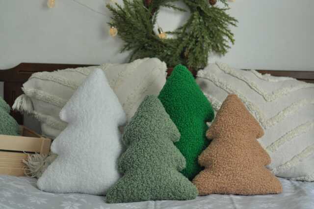 Christmas Tree - Holiday Decor - Soft Winter Pillows Throw Pillow Gift Plush Xmas - image 1