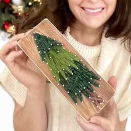 Christmas Tree String Art Decor Signs. Made To Order Handmade Holiday Art Seasonal Decor. Unique 3.5x8.5 Wooden Sign - thumbnail 4