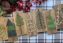 Christmas Tree String Art Rustic Wood Mantel Decor, Gift Exchange Idea