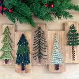 Christmas Tree String Art Decor Signs. Made To Order Handmade Holiday Art Seasonal 3.5x8.5 Wooden Sign Heirloom - thumbnail 2