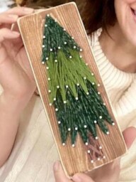 Christmas Tree String Art Decor Signs. Made To Order Handmade Holiday Art Seasonal 3.5x8.5 Wooden Sign Heirloom - thumbnail 4