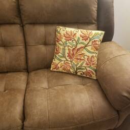 Handmade Silk Embroidery Cushion Cover Red-Brown Leaf, 16x16 - thumbnail 3
