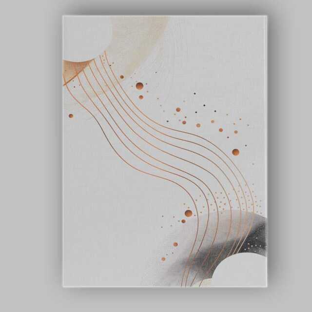 Elegant Flowing Copper Line Abstract Minimalist Canvas Wall Art Print Decor Picture Ready To Hang - image 1