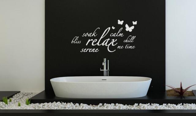 Bathroom Wall Decal Relax Soak Calm Me Time Bliss Sticker Gift Ensuite Bath Mirror Tiles - image 1
