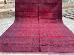 Large Bokhara Afghan Rug, Custom Size, Top Quality Tribal Bukhara Rug, Office Rug, Turkmen Hand Knotted 100% Wool Khamyab Living Room Rug - thumbnail 1