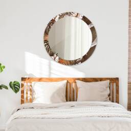 Palm Leaves, White, Round Mirror Frame, Decorative Mirror, Frame Print, Unique Wall - thumbnail 3