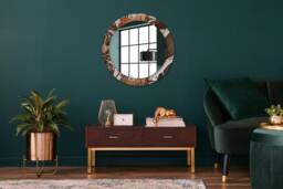 Palm Leaves, White, Round Mirror Frame, Decorative Mirror, Frame Print, Unique Wall