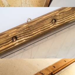 Teak World Map Wall Hanging Golden Satin Edges, Educational Decor - thumbnail 2