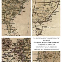Teak World Map Wall Hanging Golden Satin Edges, Educational Decor - thumbnail 4