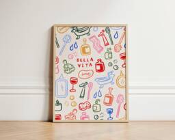 Bella Vita Print, Print Wall Art, Bathroom Home Decor, Italian Inspo, Unframed - thumbnail 1