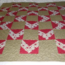 Quilt Throw Blanket 49 X Inches in Green Red & White. Fabrics By Studio E Designer B K Lantz Moda - thumbnail 4