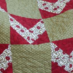 Quilt Throw Blanket 49 X Inches in Green Red & White. Fabrics By Studio E Designer B K Lantz Moda - thumbnail 2