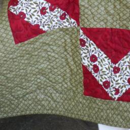 Quilt Throw Blanket 49 X Inches in Green Red & White. Fabrics By Studio E Designer B K Lantz Moda - thumbnail 3