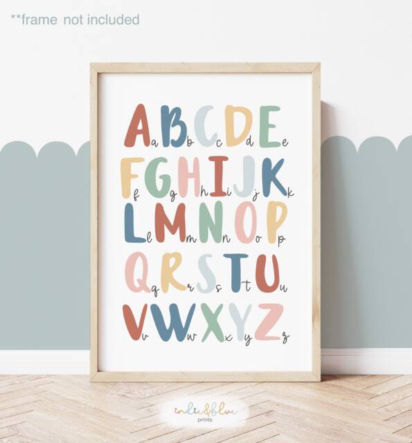Rainbow Unframed Alphabet Chart Print, Nursery Decor, Educational Montessori Playroom Prints, Scandi Kids Art - image 1