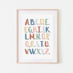 Rainbow Unframed Alphabet Chart Print, Nursery Decor, Educational Montessori Playroom Prints, Scandi Kids Art - thumbnail 2