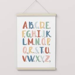 Rainbow Unframed Alphabet Chart Print, Nursery Decor, Educational Montessori Playroom Prints, Scandi Kids Art - thumbnail 3