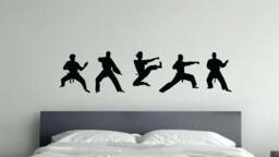Karate Silhouettes Kids Wall Decal, Sticker For Room, Kihon, Kata, Kumite, Dojo, Sensi 088 - thumbnail 1