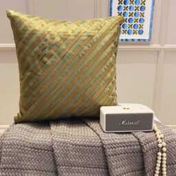 Art Silk Olive Green Striped Decorative Pillow Sham Cover, 24x24/26x26 Pintucks Pillowcase, Modern Euro Cover - Unfolding Copper - thumbnail 2