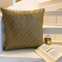 Art Silk Olive Green Striped Decorative Pillow Sham Cover, 24x24/26x26 Pintucks Pillowcase, Modern Euro Cover - Unfolding Copper - thumbnail 3