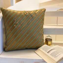 Art Silk Olive Green Striped Decorative Pillow Sham Cover, 24x24/26x26 Pintucks Pillowcase, Modern Euro Cover - Unfolding Copper - thumbnail 3