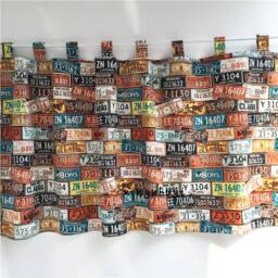 Cotton License Plate Kitchen Cafe Curtain Window Valance/Bedroom Treatment/Bathroom Shower Curtain/Nursery Child/Living Room Curtains