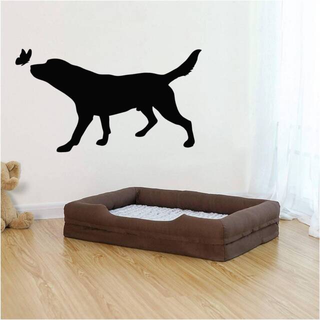 Labrador Playing With Butterfly Vinyl Wall Art, Decal, Sticker, Transfer, Mural, Removable, Decor, Rent Friendly, Interior, Exterior - 1003 - image 1